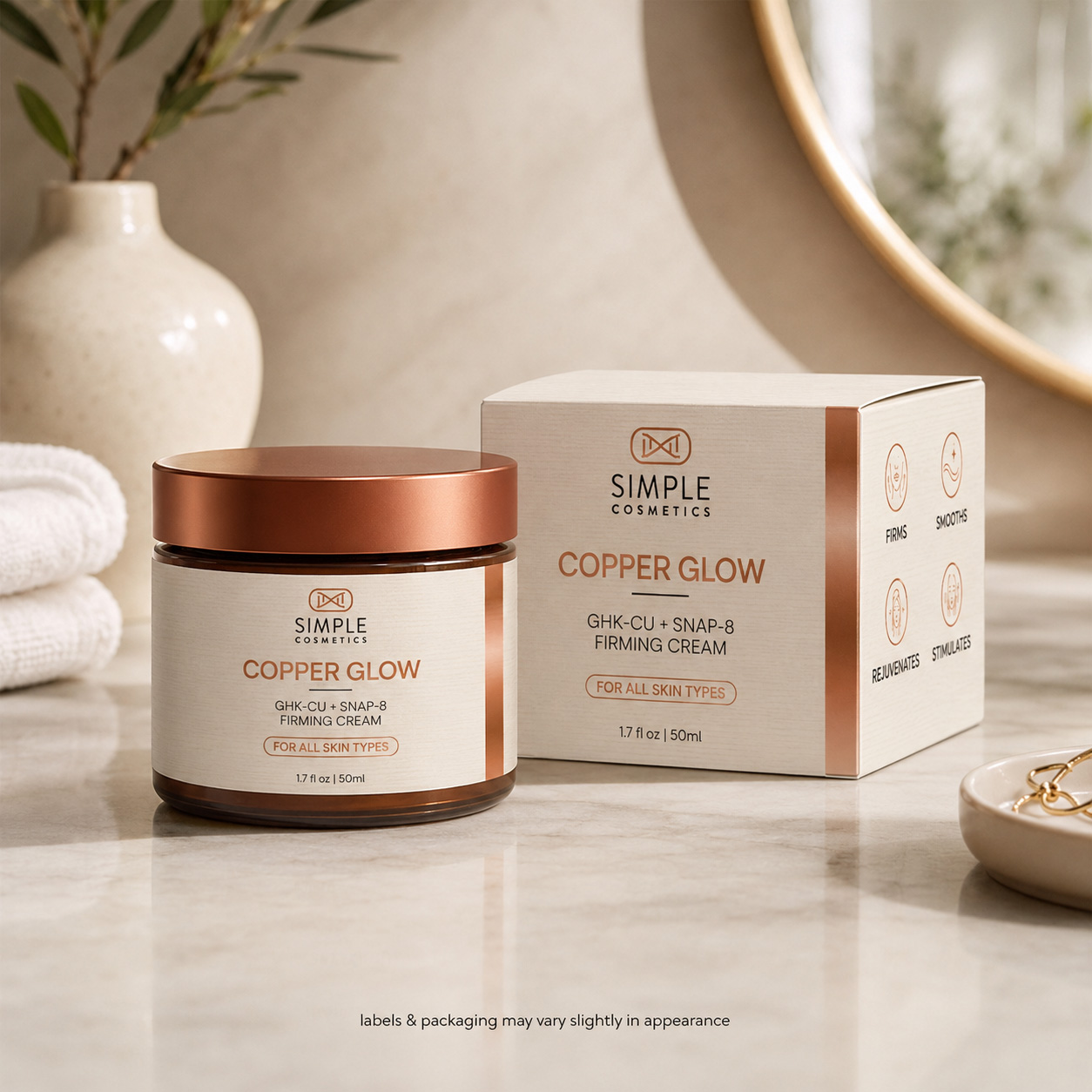 ghk cu and snap 8 peptides Copper Glow Anti-Aging Cream balanced formulation for visible How to Improve Skin sterile lab water Quantity:Single